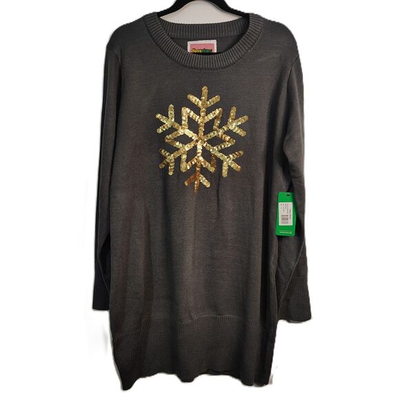 Tipsy Elves Dresses & Skirts - New! TIPSY ELVES Sequin Snowflake Sweater Dress XL Women's Long Sleeve Winter
